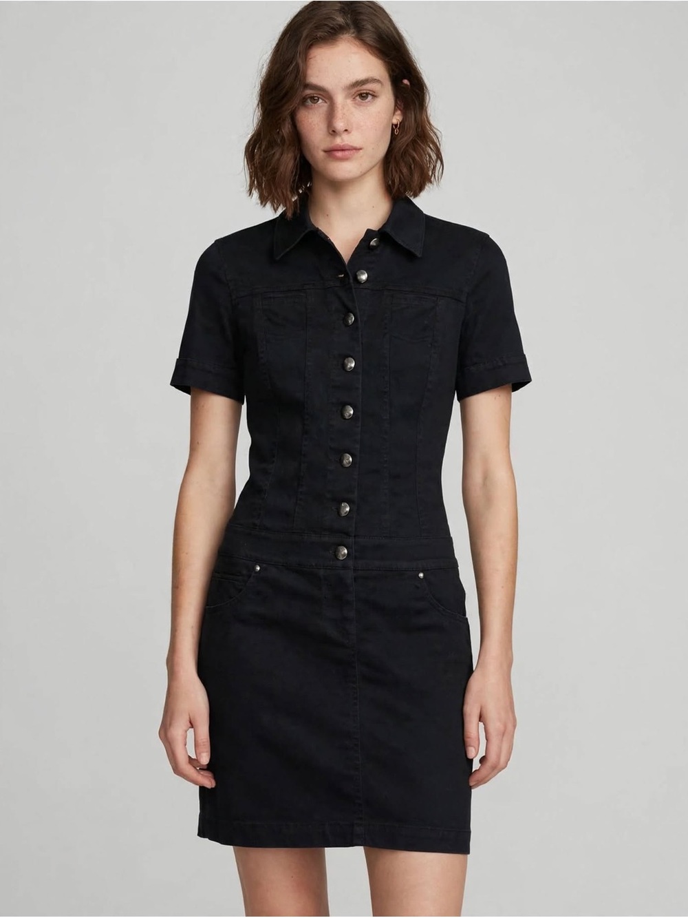 Armani X Exchange Black Short-Sleeve Denim Dress Size 0.